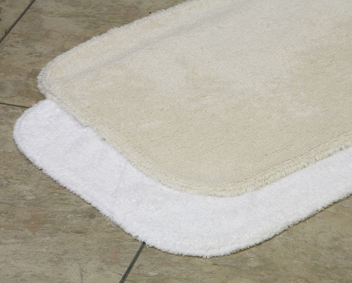 Bath Rug: White, 34 in Lg, 21 in Wd, 19 oz Per Dozen, Cotton, Cotton Duck
