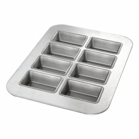 Chicago Metallic 25100 8 Compartment Glazed Aluminized Steel Mini-Loaf Pan  - 3 7/8 x 2