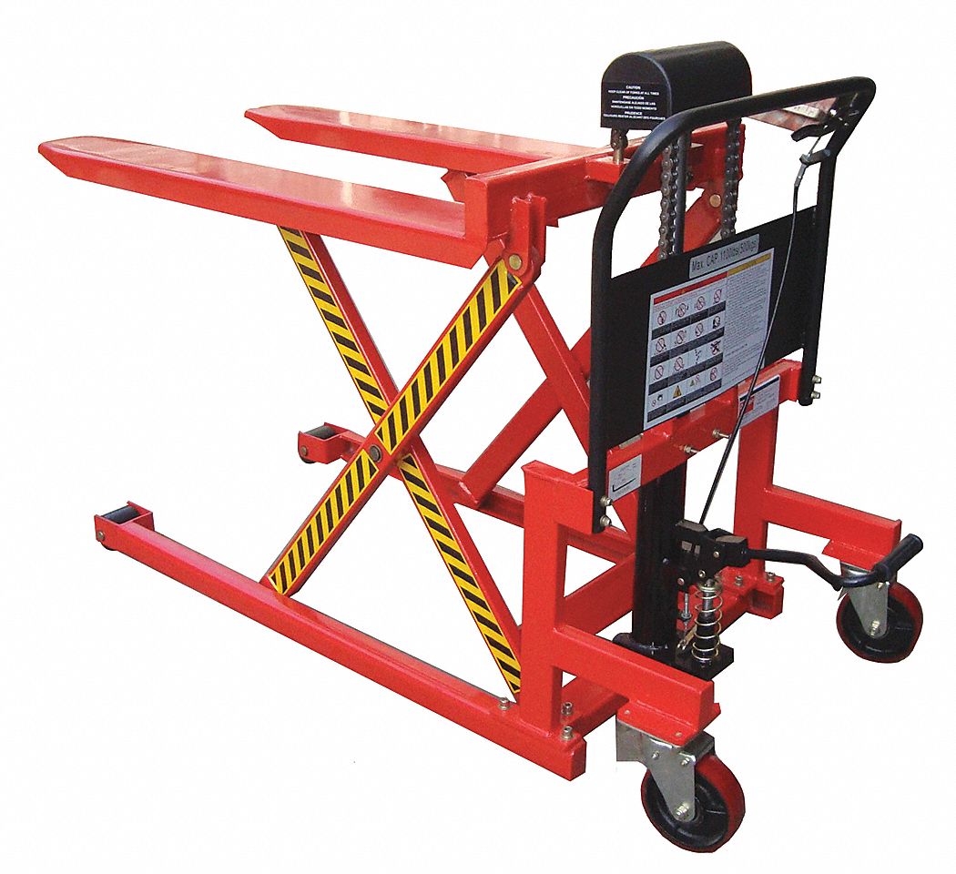 DAYTON, 1,100 lb Load Capacity, Raised, Corrosion-Resistant Manual  High-Lift Pallet Jack - 11K273