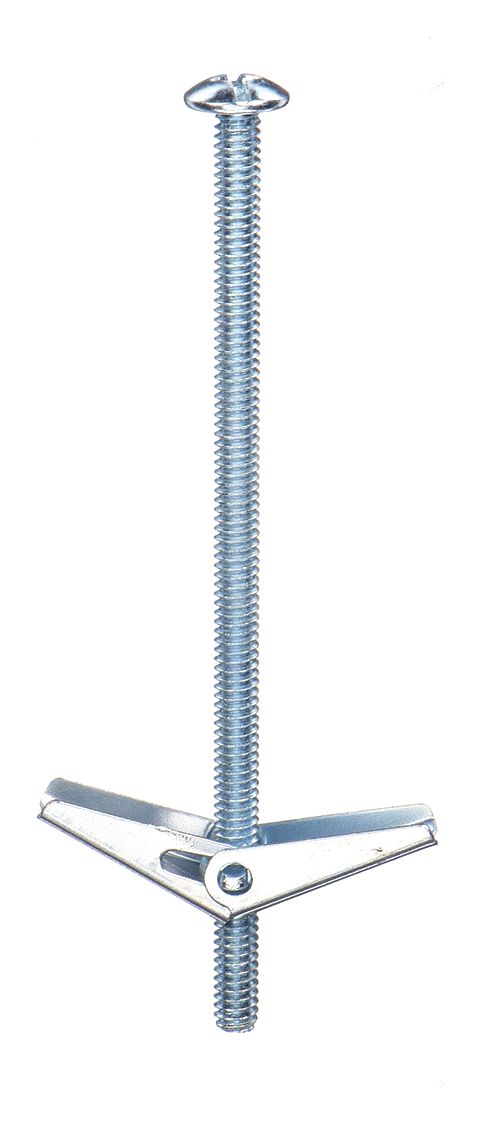 Toggle Bolt Anchor: 11/16 in Dia, 4 in Overall Lg, 1/4"-20 Thread Size, Steel, Zinc Plated, 50 PK