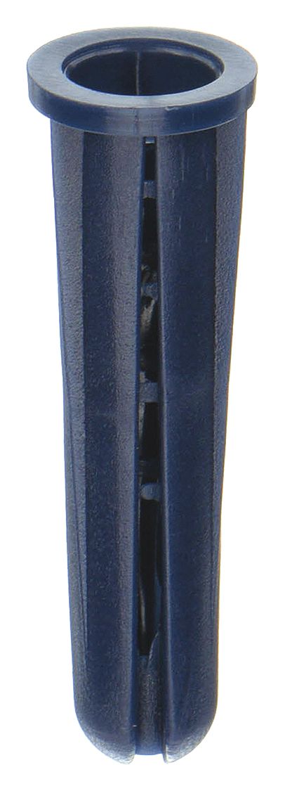 Screw Anchor: 1 in Overall Lg, Plastic, Plain, Plastic, Plain, 100 PK