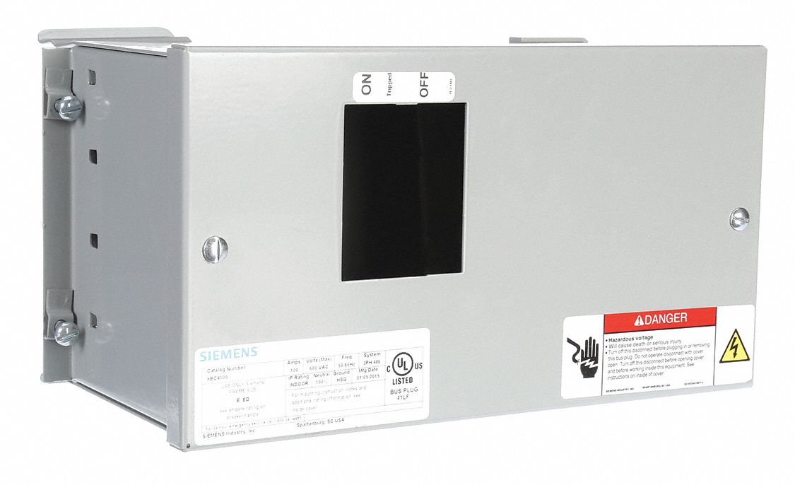 SIEMENS Bus Plug Enclosure, Amps 100 A, Number of Poles 4, For Use With