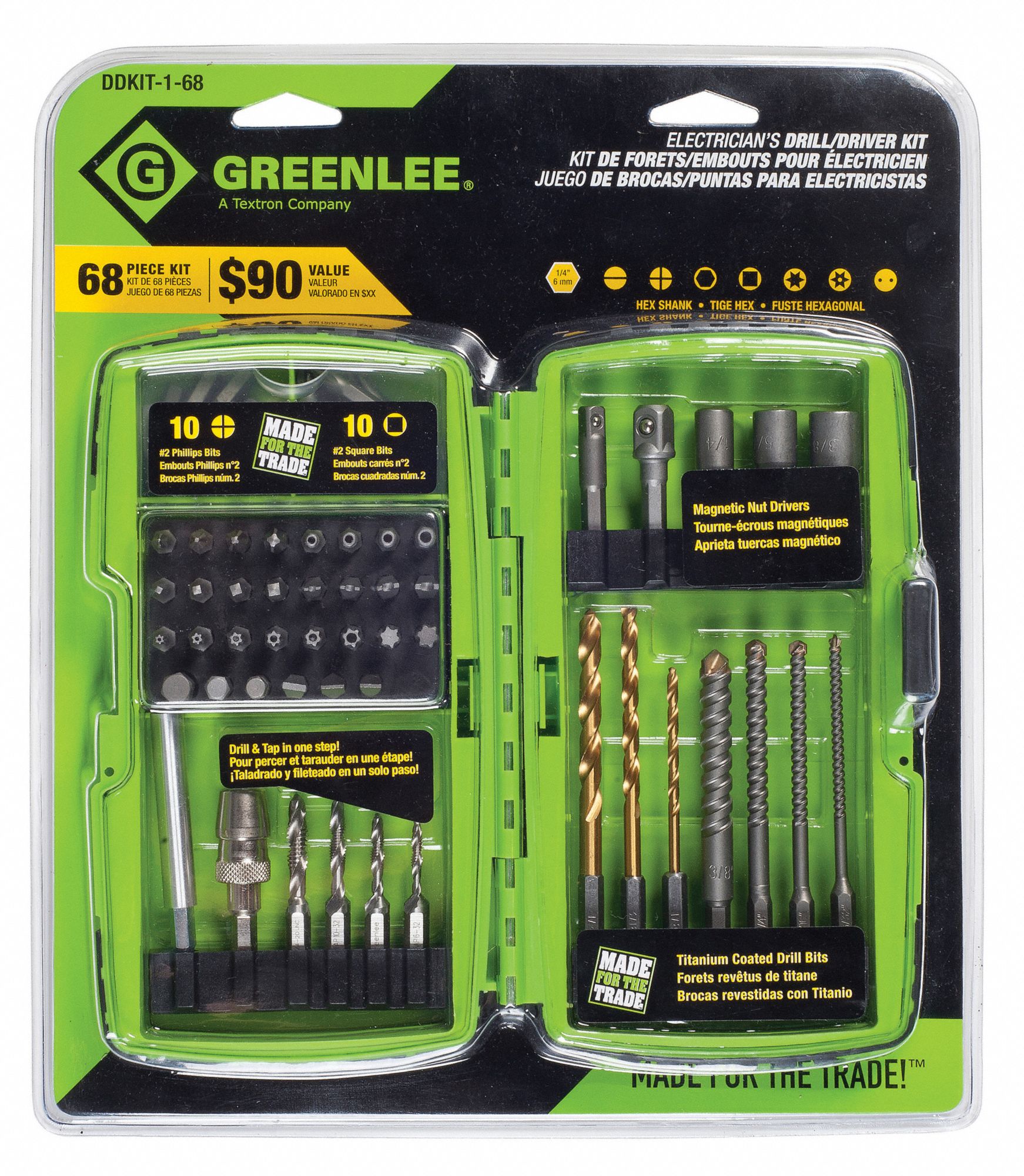 GREENLEE 68Piece Drill Bit Set 11L585DDKIT168 Grainger