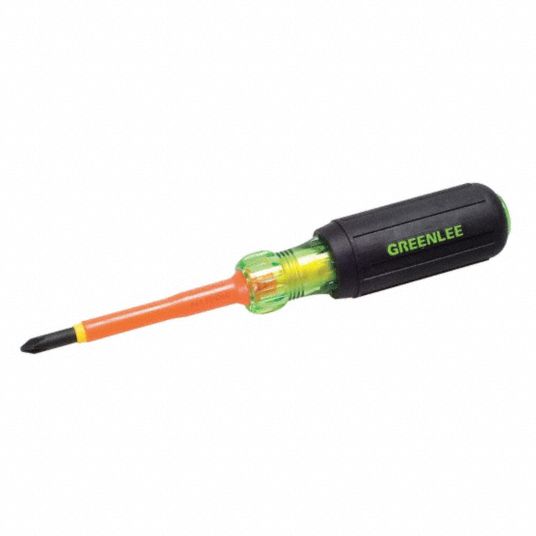 GREENLEE Insulated Screwdriver, Tip Size 1, Phillips, Overall Length 6