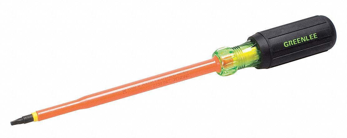 INSULATED SQUARE SCREWDRIVER, #1 TIP SIZE, 10 3/4 IN OVERALL L, 6 IN SHANK L