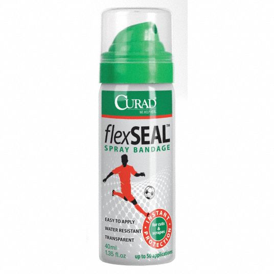 CURAD Aerosol Spray Bandage, Dimethyl Ether, Ethanol, 1.35 oz, Waterproof No 11L758CUR76124RB