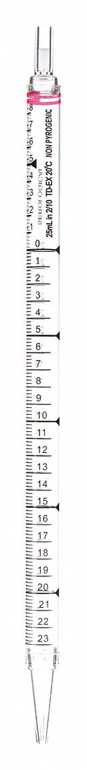 SEROLOGICAL PIPETTE, 25 ML CAPACITY, 0.2 ML GRADUATION INCREMENTS, POLYSTYRENE