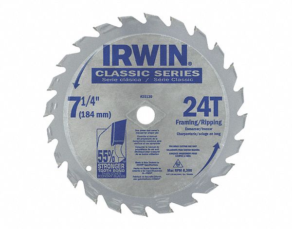 CIRCULAR SAW BLADE, CARBIDE, 10 IN DIA, 60, ⅝ IN, ATB, 12 ° , FOR WOOD-CUTTING