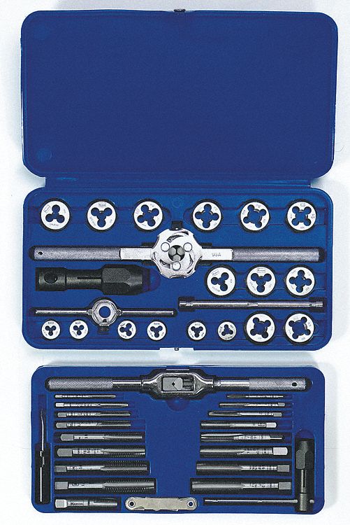 TAP & DIE SET, 41 PIECES, ½"-20 MIN. TAP THREAD, ½"-20 MAX DIE THREAD