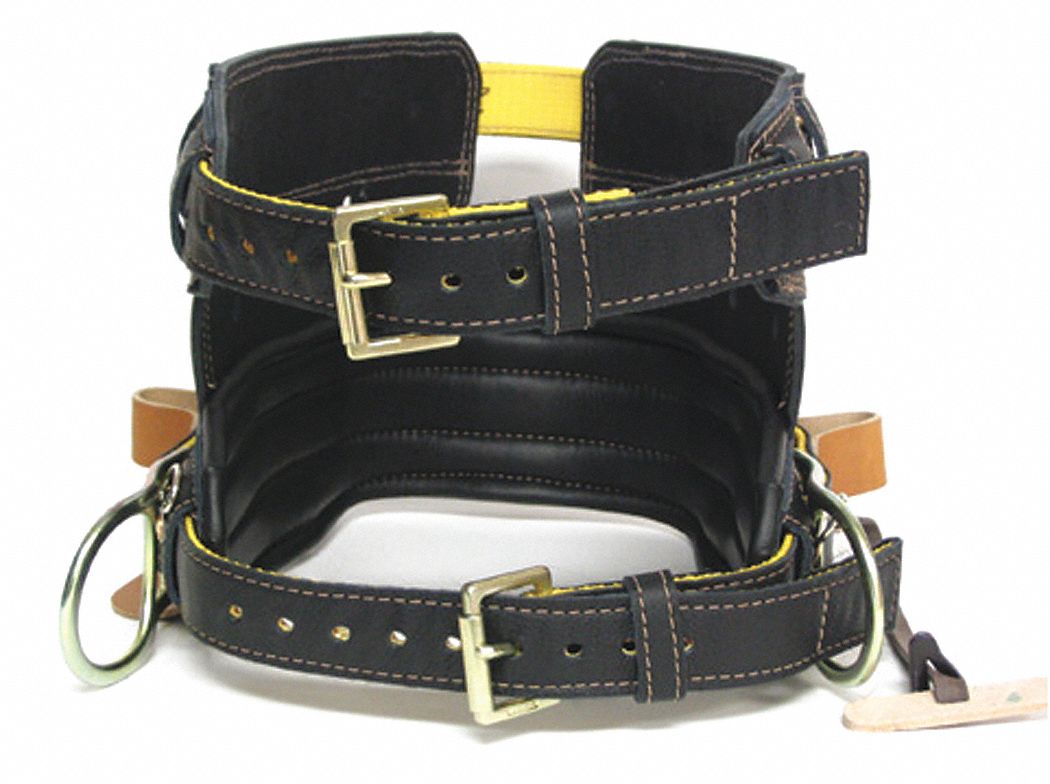 TRADITION LINEMAN BELT, D21, LEATHER HARDWARE, 44 IN WAIST, BLACK