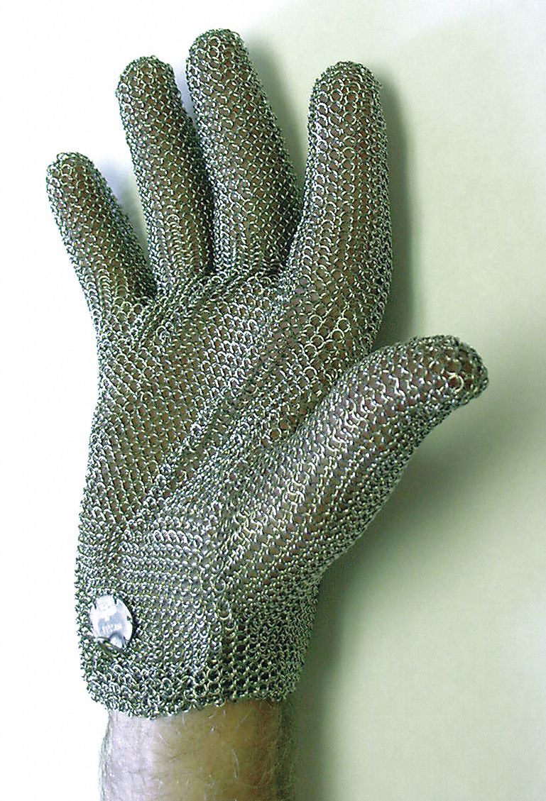 CUT-RESISTANT GLOVE, SIZE XS(6), SILVER, STAINLESS STEEL MESH, AMBIDEXTROUS, EACH