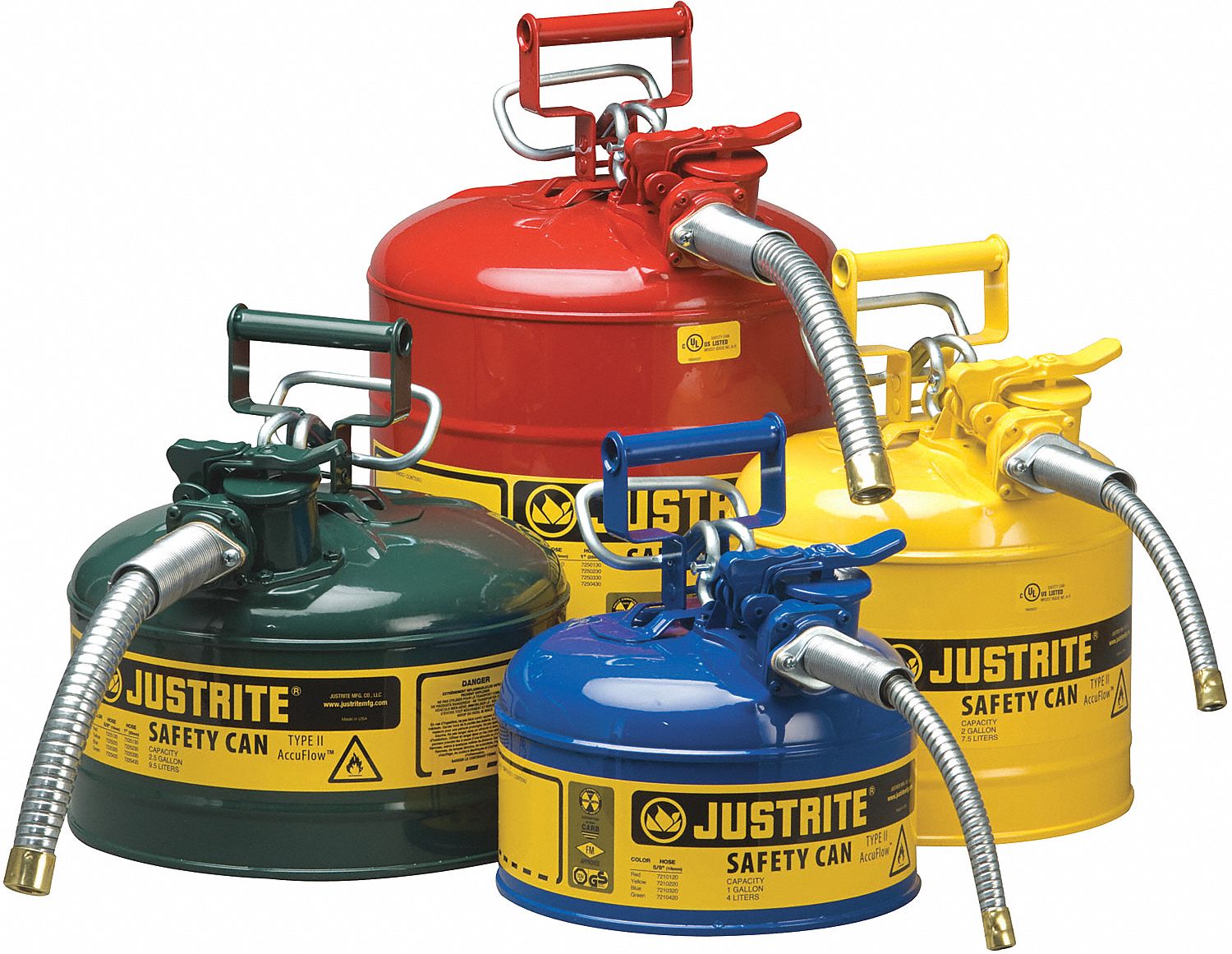 TYPE II SAFETY CAN, 5 GALLON, BLUE, 11 3/4 X 17 1/2 IN, HOSE 9 X 5/8 IN, STEEL/METAL