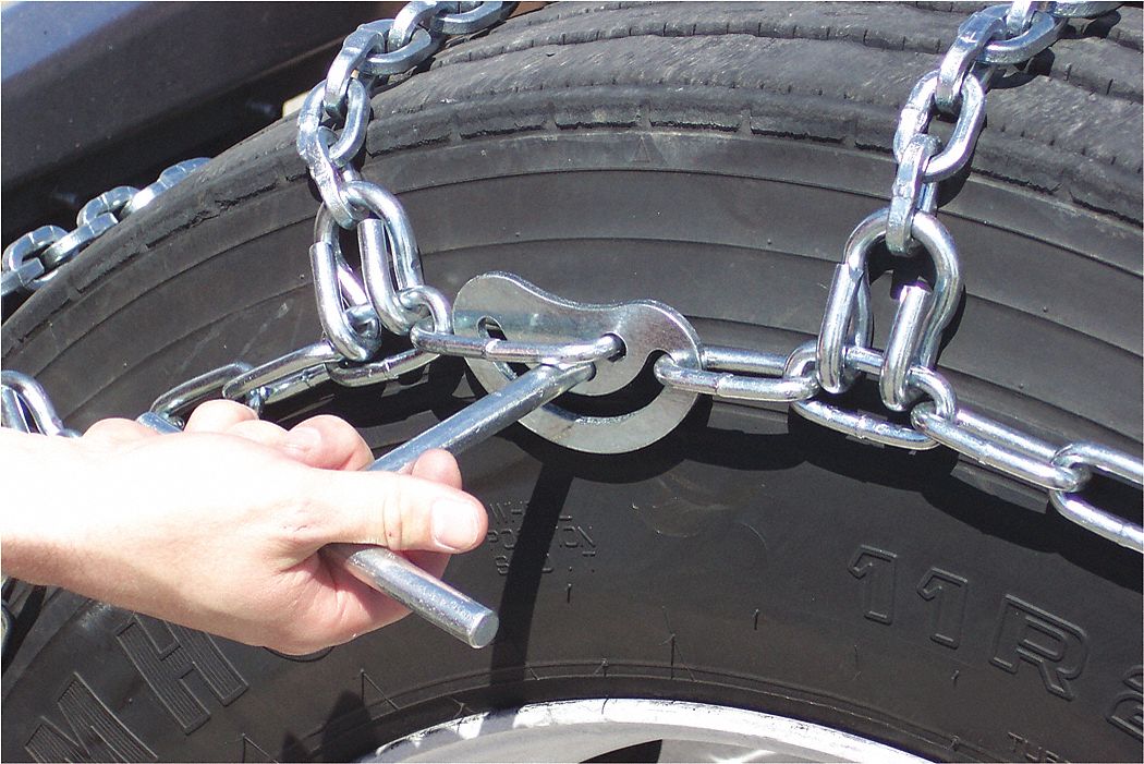 TIRE CHAINS, SQUARE LINK, 4 TENSIONING CAMS, 13 CROSS CHAIN LINKS, 11 X 225 IN, PK 2