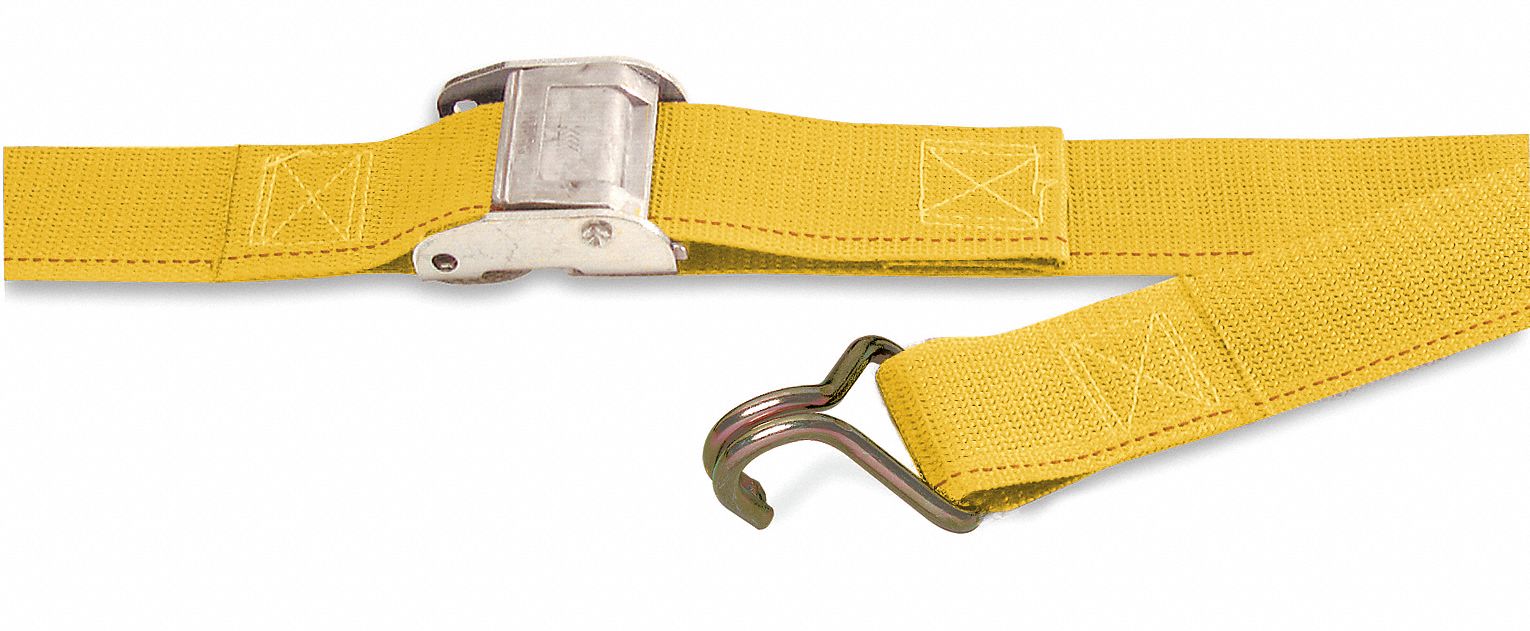 LOGISTIC CAM BUCKLE STRAP, E-/A-/F-SERIES, WIRE HOOK END PADS, 192 IN LENGTH X 2 IN WIDTH, POLYESTER