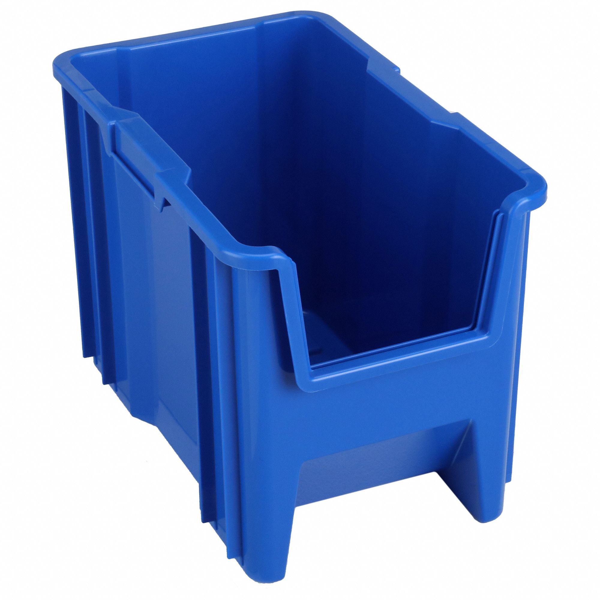 BIN, 17½ IN OVERALL L, 10⅞ IN X 12½ IN, BLUE, STACKABLE
