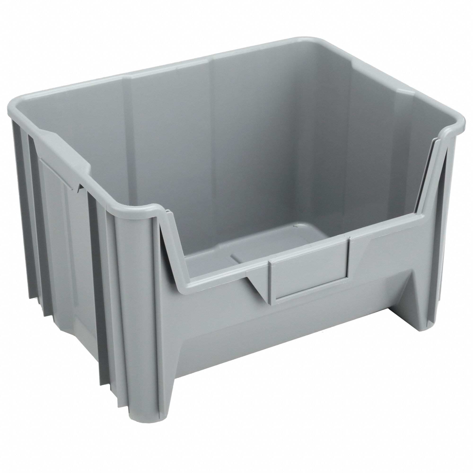 BIN, 15¼ IN OVERALL L, 19⅞ IN X 12½ IN, GREY, STACKABLE