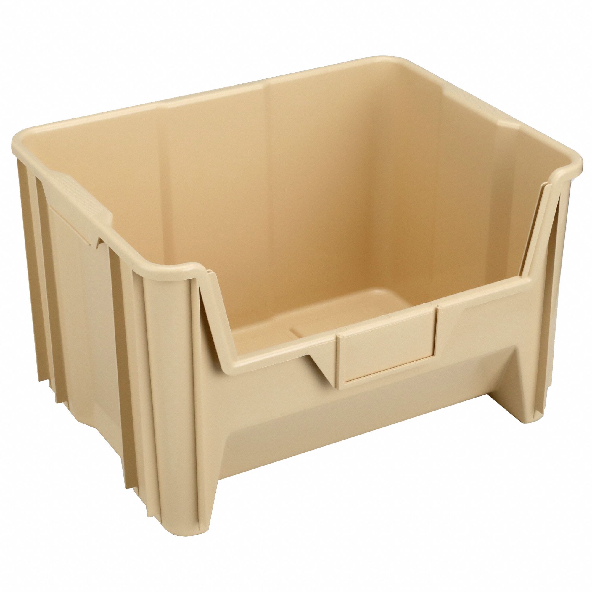 BIN, 15¼ IN OVERALL L, 19⅞ IN X 12½ IN, BEIGE, STACKABLE
