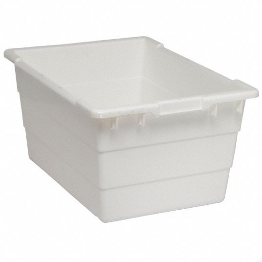 QUANTUM STORAGE SYSTEMS Cross Stacking Container, White, 12 inH x 23 3/ ...