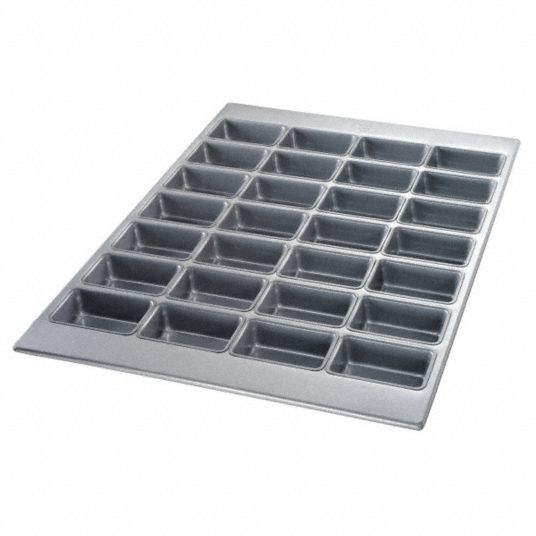 CHICAGO METALLIC, Aluminized Steel, 28 Slots, Mini Loaf Pan - 11M750