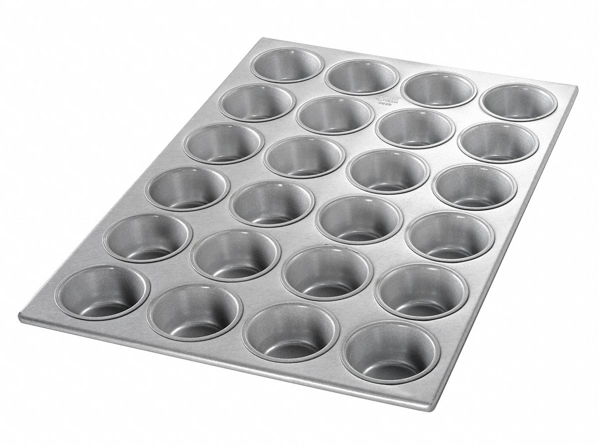 Baker's Mark 24 Cup 3.8 oz. Glazed Aluminized Steel Muffin / Cupcake Pan -  14 x 20