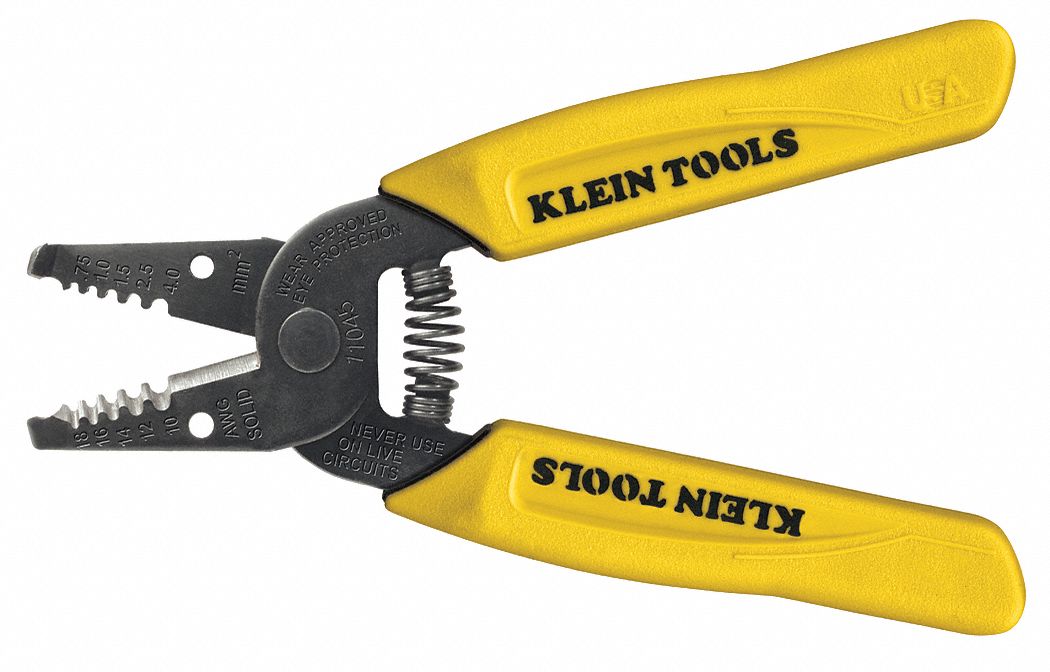 WIRE STRIPPER, 18 AWG TO 10 AWG, 6¼ IN OVERALL L, STANDARD CUSHION GRIP, 6 TO 8 IN, 11045