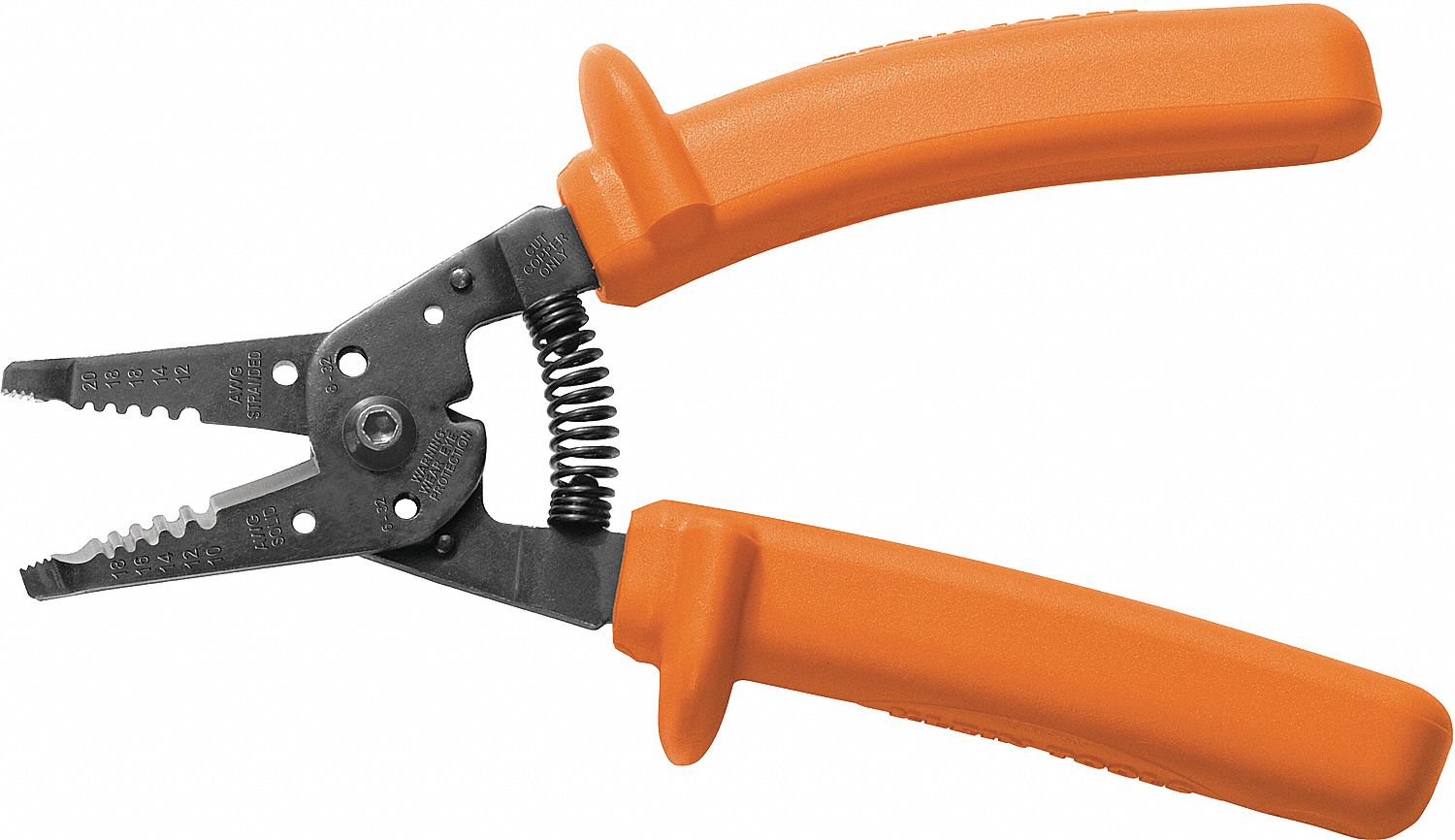 WIRE STRIPPER, 18 TO 10 AWG, 8 IN OVERALL L, INSULATED, STANDARD CUSHION GRIP, STEEL, 6 TO 8 IN