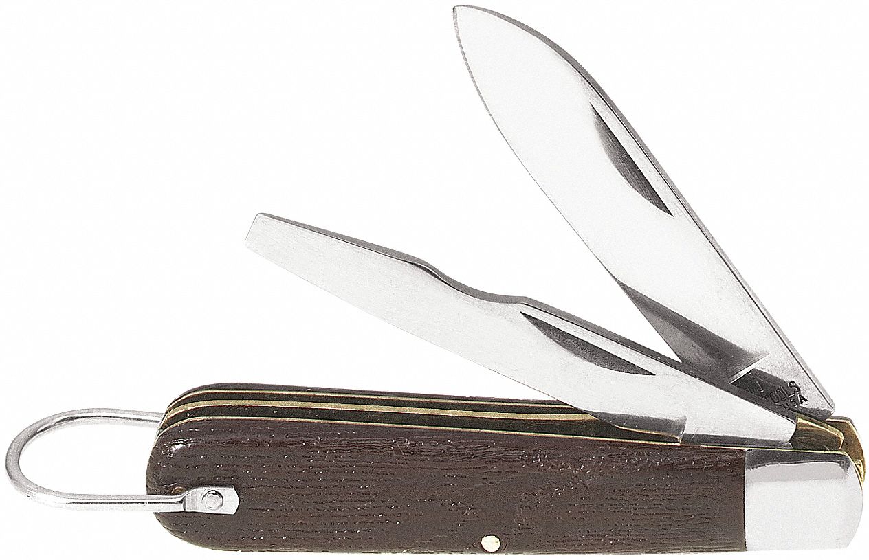 POCKET KNIFE, 2 TOOLS, 3 3/4 IN CLOSED L, 3 3/4 IN OPEN L, CARBON STEEL, PLASTIC