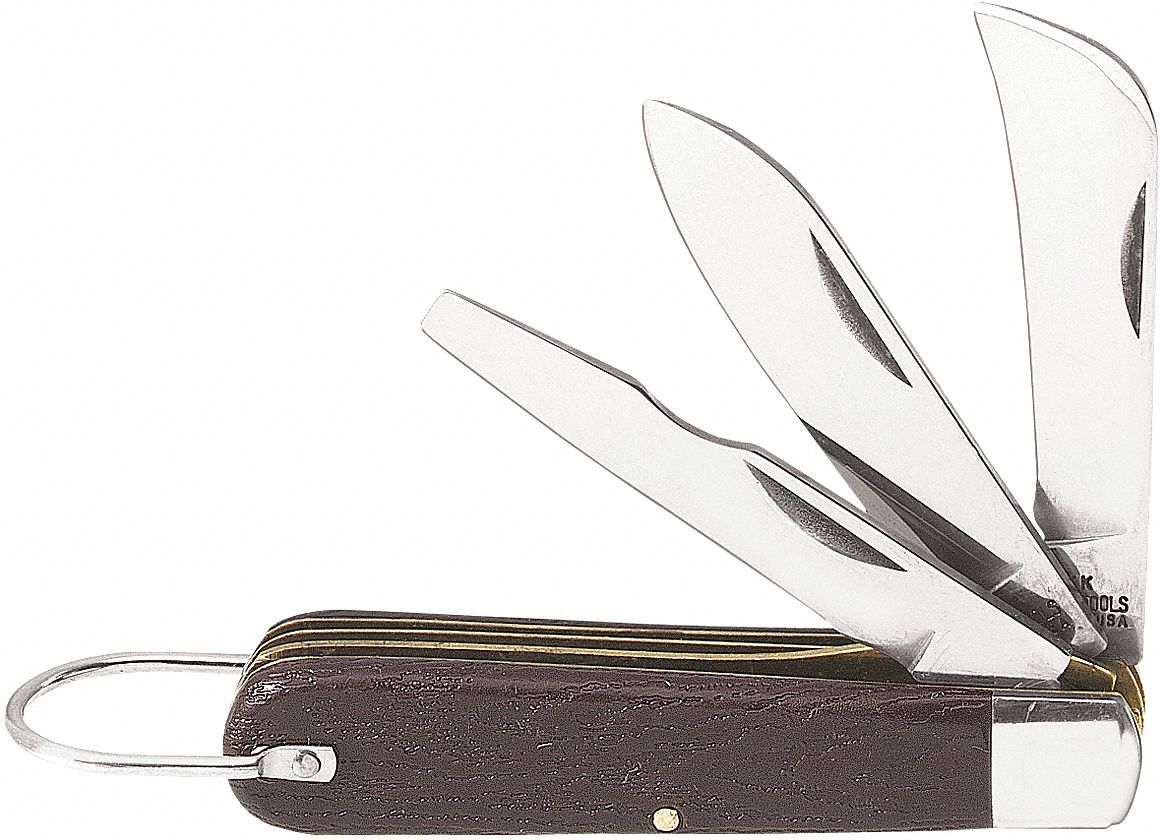 POCKET KNIFE, 3 TOOLS, 3 3/4 IN CLOSED L, 3 3/4 IN OPEN L, CARBON STEEL, PLASTIC