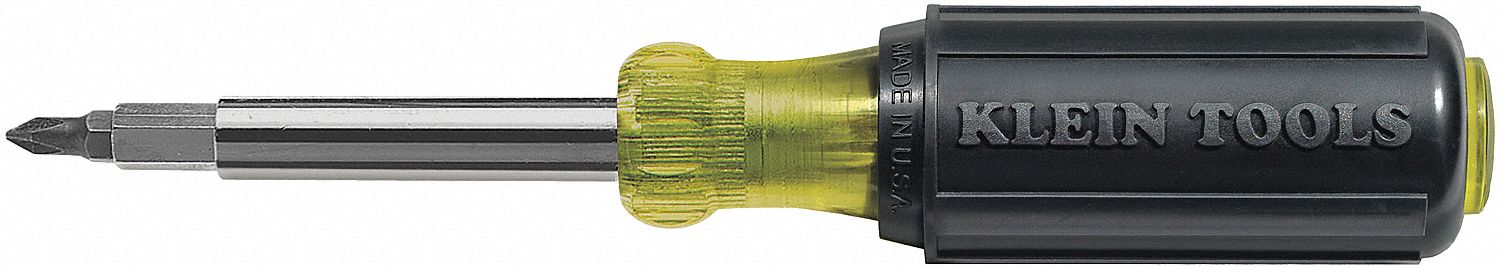 MULTI-BIT SCREWDRIVER, PHILLIPS/SLOTTED/SQUARE/TORX TIP, 8 TIPS, 7 3/4 IN OVERALL L