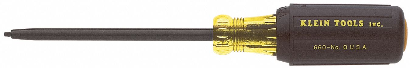 GENERAL PURPOSE SQUARE SCREWDRIVER, #2 TIP SIZE, 8 1/4 IN OVERALL L, 4 IN SHANK L