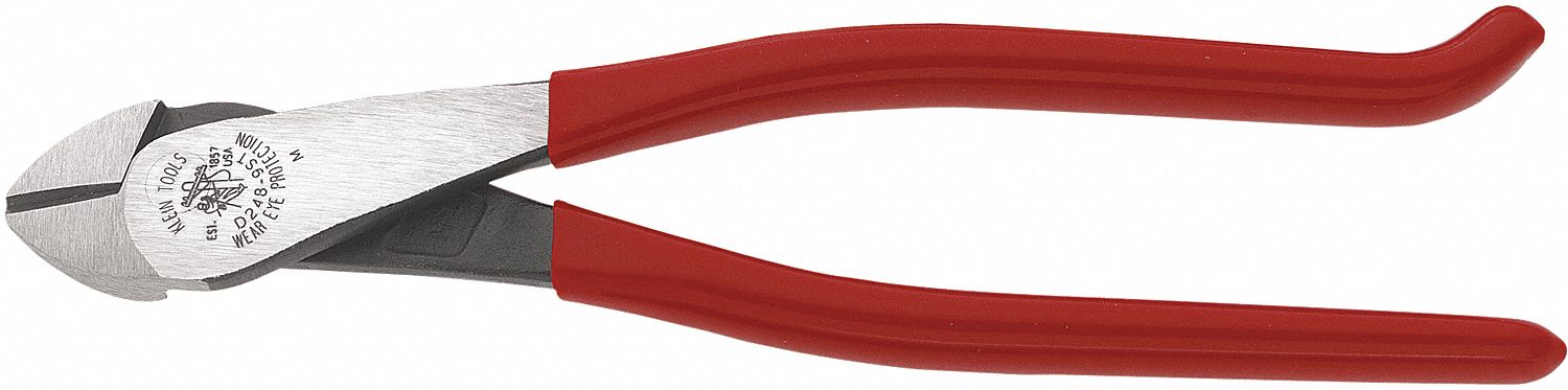 HIGH LEVERAGE DIAGONAL CUTTING PLIER, STANDARD, ANGLED, OVAL, ⅞ IN JAW L, 1¼ IN JAW W