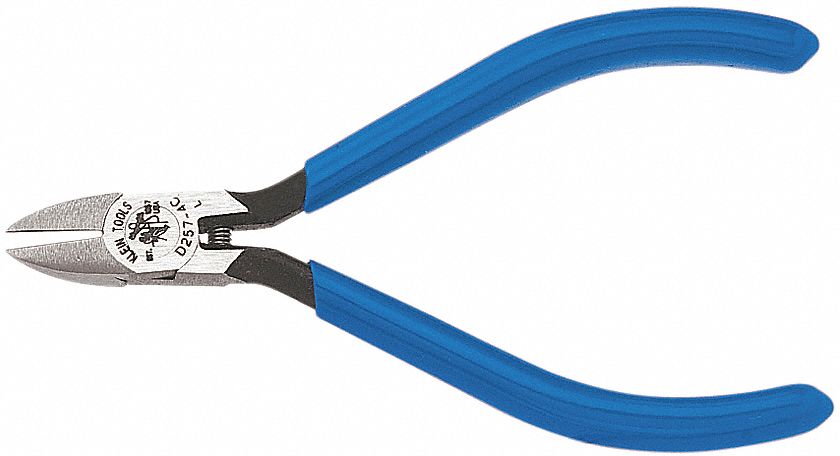 PRECISION DIAGONAL CUTTING PLIER, SEMIFLUSH, NARROW, 4¼ IN OVERALL L, ½ IN JAW L, STEEL