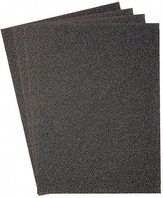 SANDING SHEET, SERIES PS11, ABR GRAIN, 240 GRIT, A-WEIGHT, BLACK, 11 X 9 IN, SI CARBIDE, PAPER