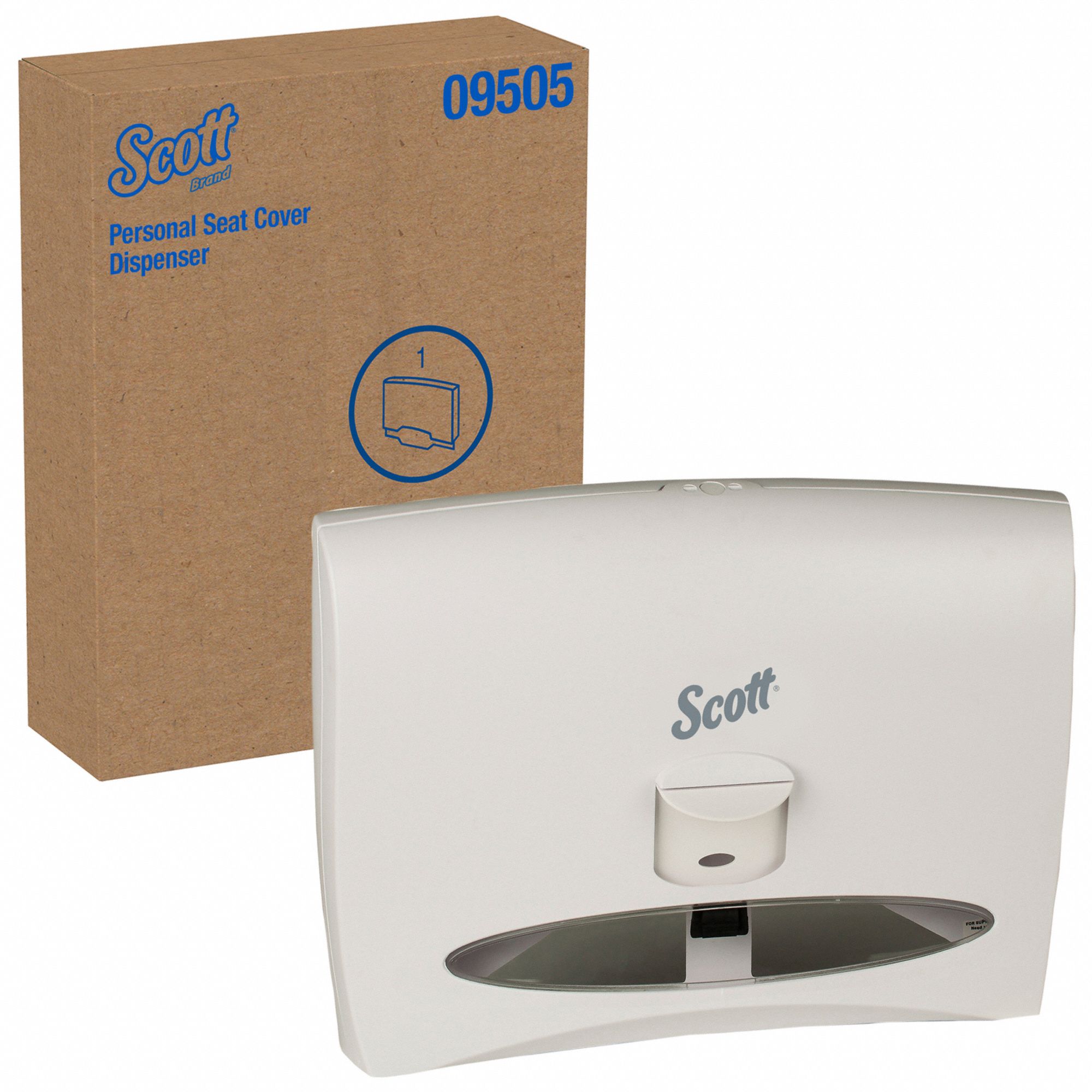 TOILET SEAT COVER DISPENSER, SCOTT, 125 SHEETS CAPACITY, ½ FOLD, PLASTIC, WHITE