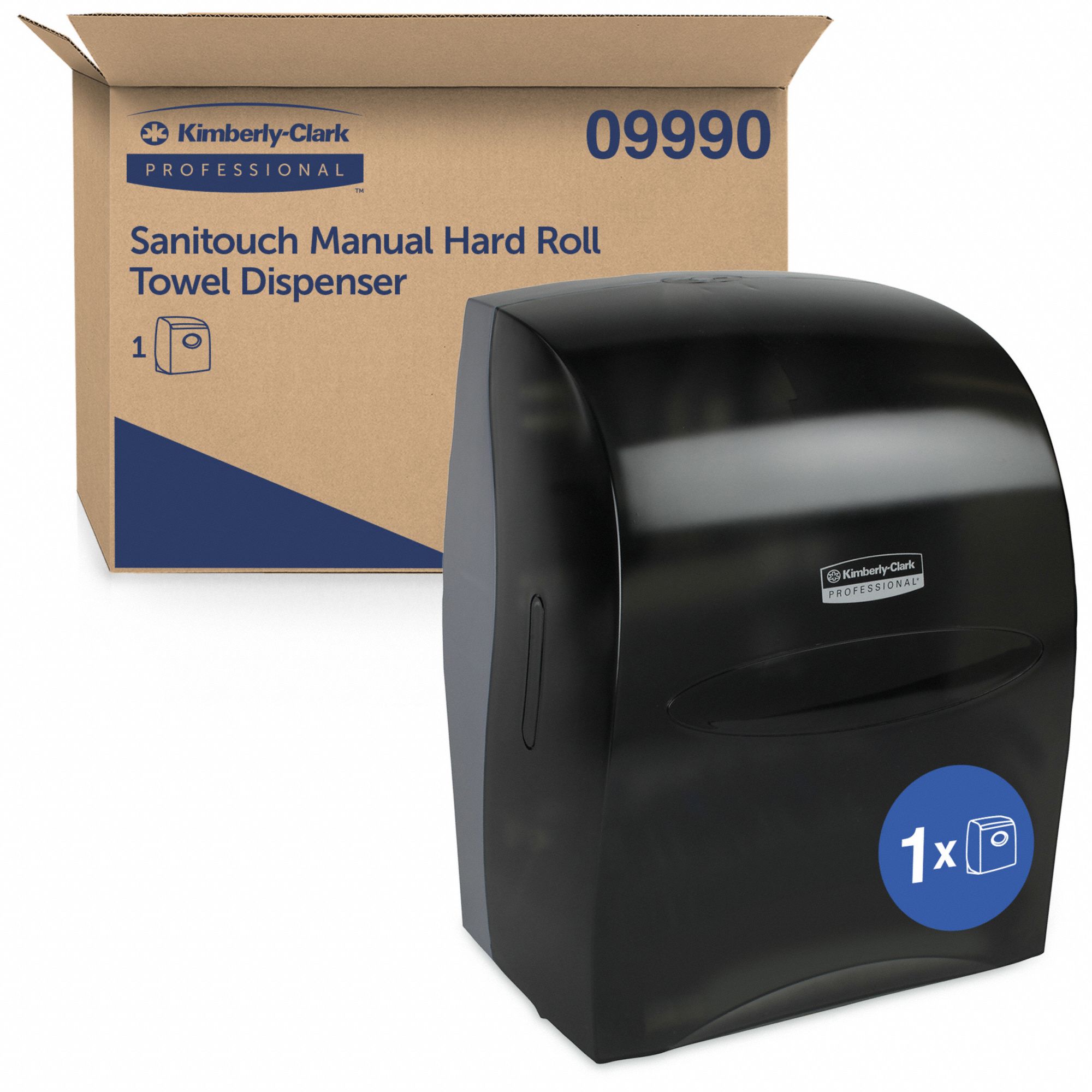 PAPER TOWEL DISPENSER, HARDWOUND, SINGLE ROLL, PLASTIC, SMOKE, SANI-TOUCH