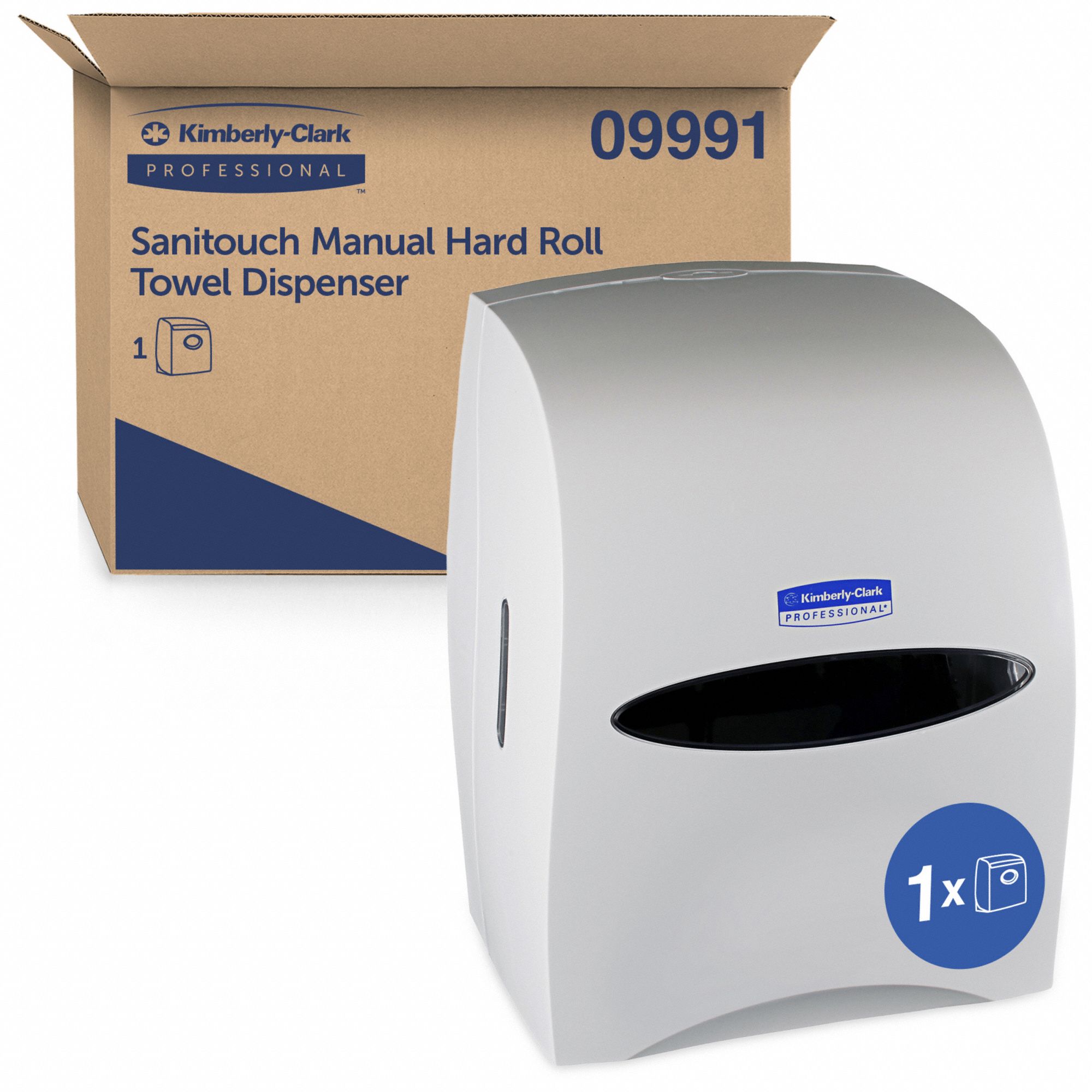 PAPER TOWEL DISPENSER, HARDWOUND, SINGLE ROLL, PLASTIC, WHITE, SCOTT ESSENTIAL