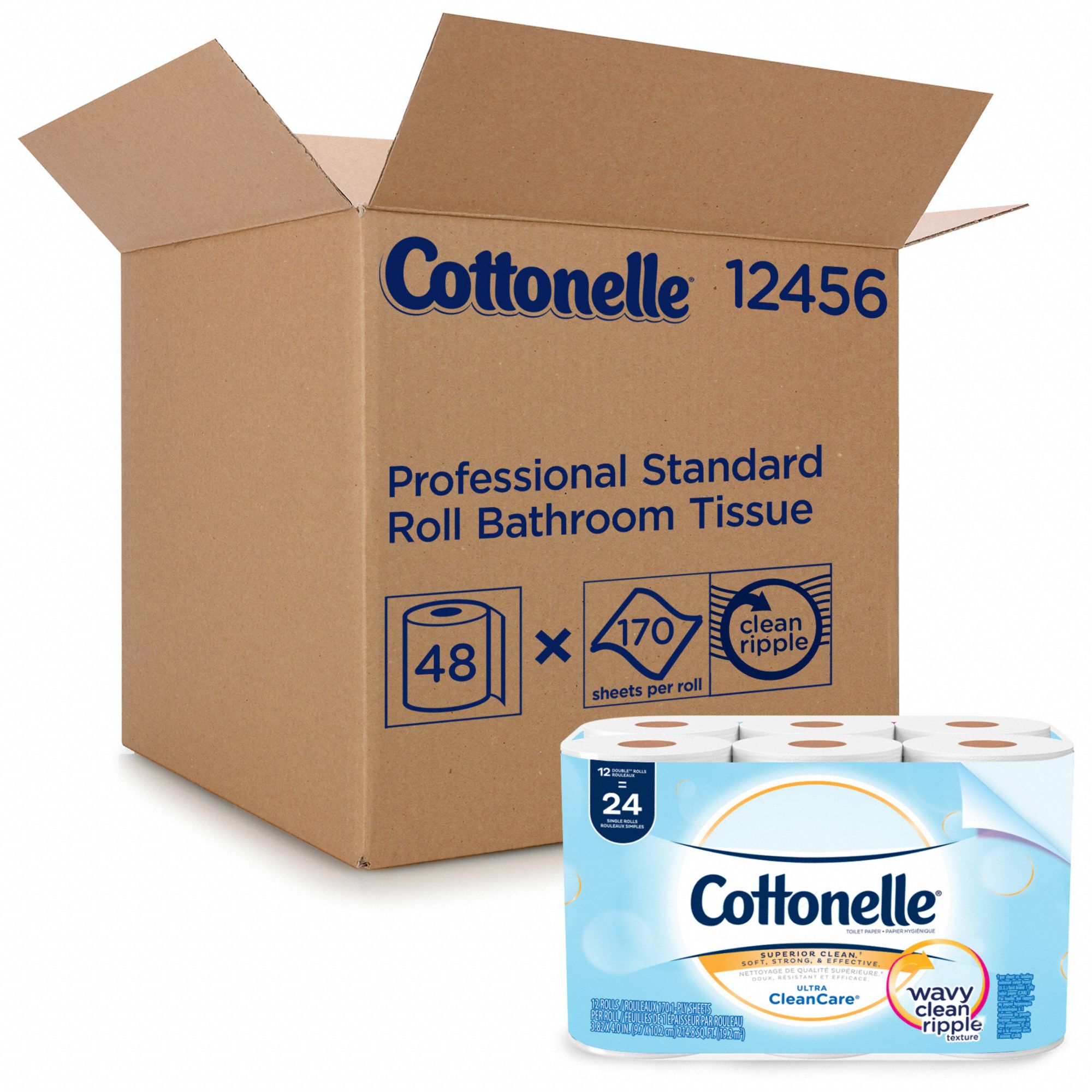 BATHROOM TISSUE ROLL, STANDARD, 1-PLY, WHITE, 680 FT X 4 IN, 4 PK