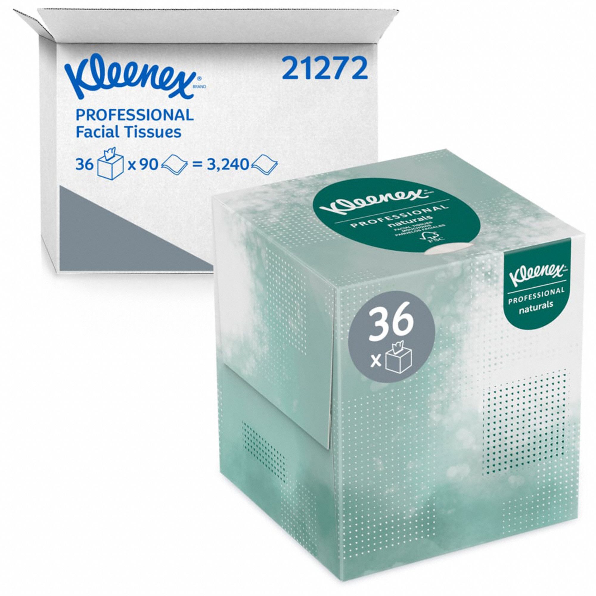 FACIAL TISSUE, CUBE, KLEENEX NATURALS, 90 SHEETS, 2 PLY, 36 PK