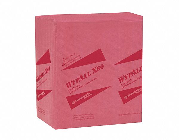 WIPER X80 1/4 FOLD RED 50/PK