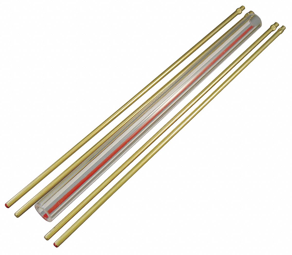 RED LINE GLASS ROD KIT: ⅝ IN GAUGE GLASS DIA, 18 IN GAUGE GLASS LG, BOROSILICATE, BRONZE