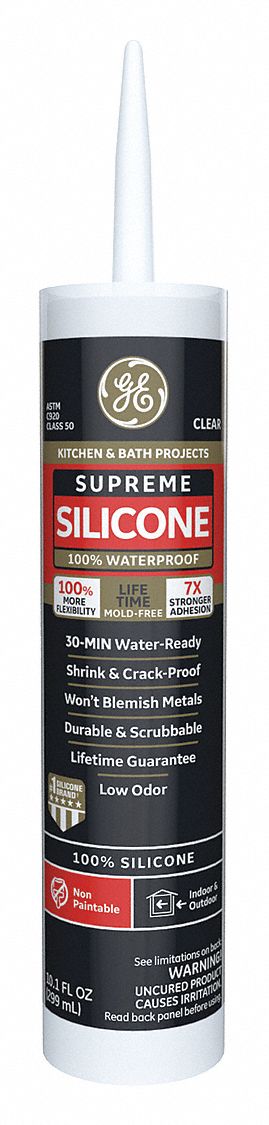 GE White Sealant, Silicone, 10.1 oz Cartridge - 11N102|M90026-30 - Grainger