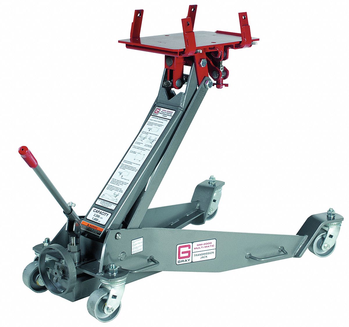 GRAY Transmission Jack, Heavy Duty, Manual/Hydraulic, 2,206 lb Lifting