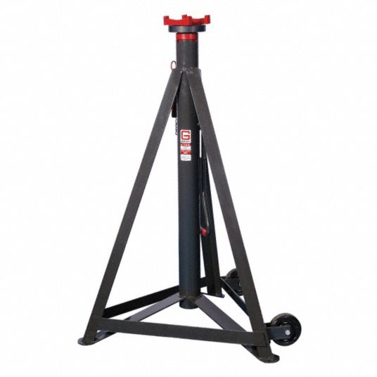 GRAY, Screw Adjustment, 9 ton Load Capacity, Vehicle Stand 11N153