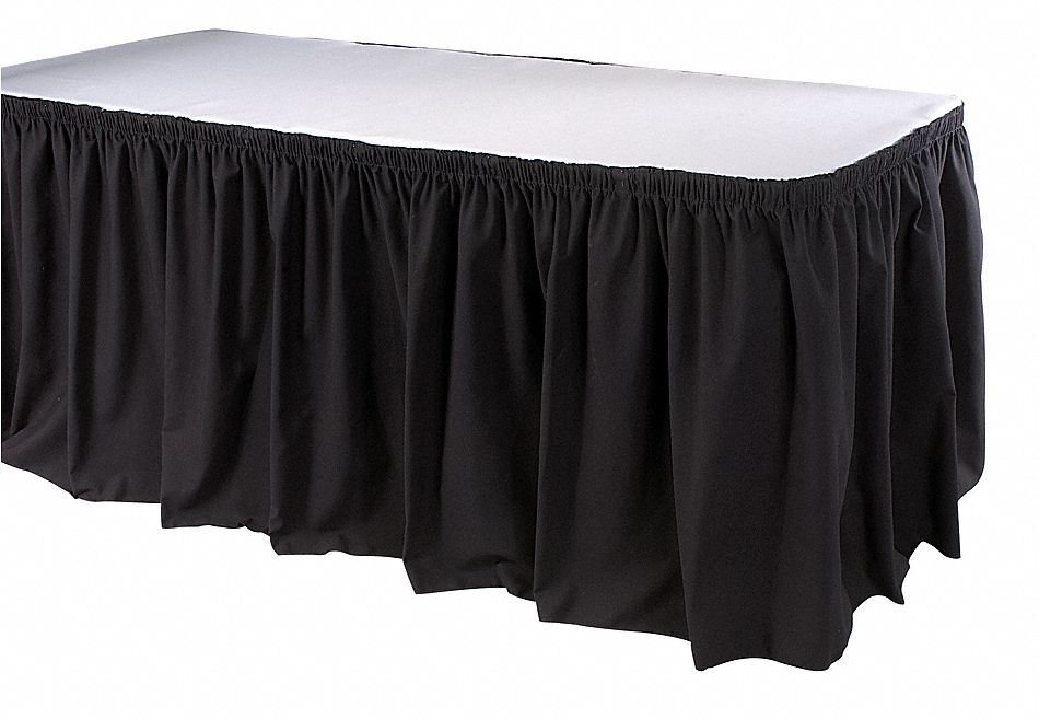PHOENIX Table Skirt, Black, 13 ft Length, 29 in Height, Poly/Cotton