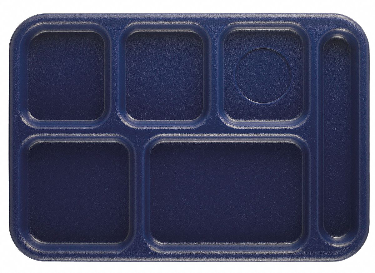 CAMBRO Tray, w/ Compartments, 10x14, Navy Blue 11N697EA10146CW186