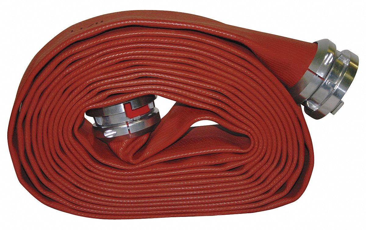Attack Line Fire Hose: 1 1/2 in Hose Inside Dia., 300 psi, PVC Nitrile, MNH x FNH, Red