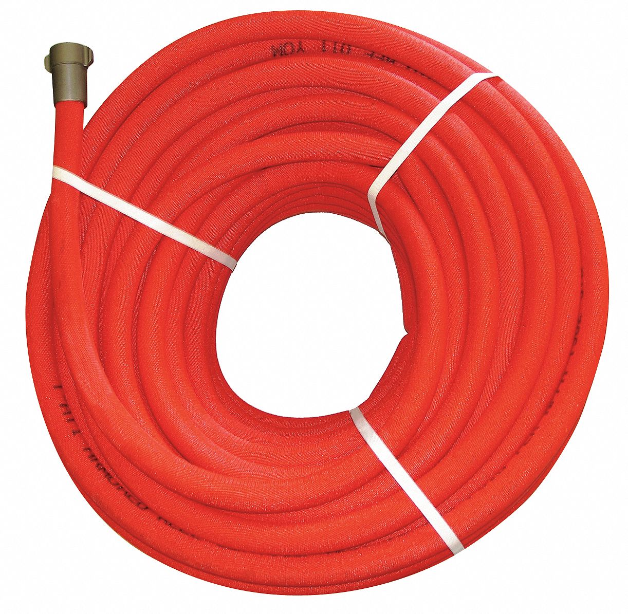 Booster Fire Hose: 1-1/4 in x 1-1/4 in Fitting Size, Polyurethane, Rocker Coupling Lug, Red
