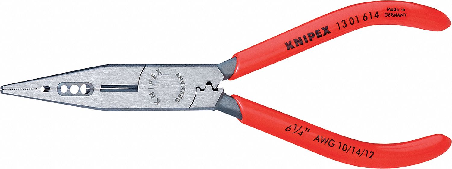 LONG NOSE PLIER, 1¼ IN MAX JAW OPENING, 6¼ IN OVERALL L, 1¾ IN JAW L, 5/16 IN TIP W