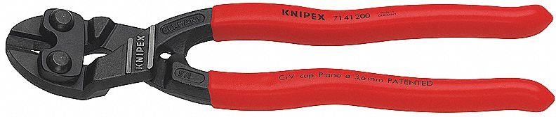 BOLT CUTTERS, PLASTIC, FOR ¼ IN MAX DIA SOFT STEEL, FOR 3/16 IN MAX DIA MEDIUM STEEL, RED