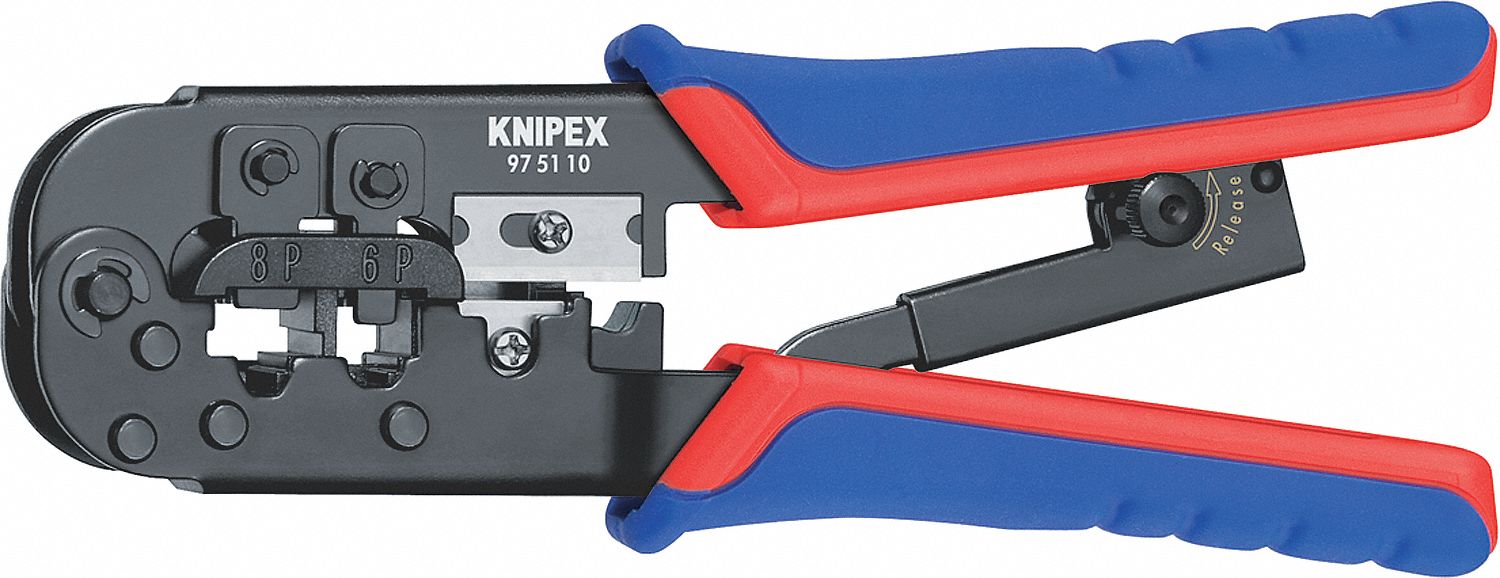 CRIMPER, FOR RJ-11/12/RJ-45/WESTERN PLUG, TELEPHONE CABLE, 7 1/2 IN OVERALL L